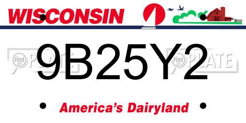 9B25Y2 Wisconsin License Plate