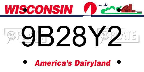 9B28Y2 Wisconsin License Plate