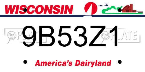 9B53Z1 Wisconsin License Plate