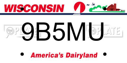 9B5MU Wisconsin License Plate