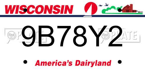 9B78Y2 Wisconsin License Plate