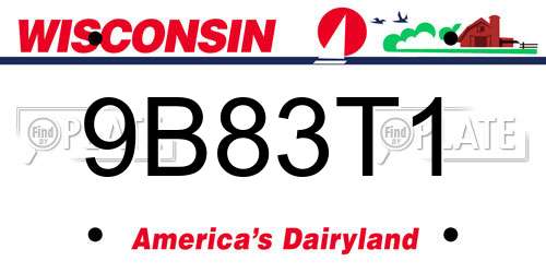 9B83T1 Wisconsin License Plate
