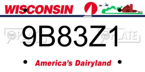 9B83Z1 Wisconsin License Plate