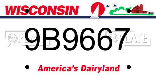 9B9667 Wisconsin License Plate