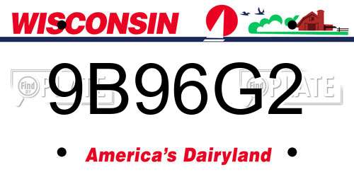 9B96G2 Wisconsin License Plate