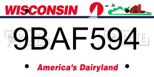 9BAF594 Wisconsin License Plate