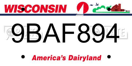 9BAF894 Wisconsin License Plate