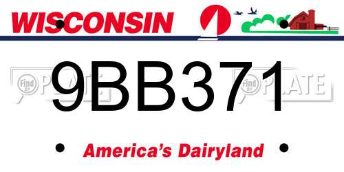 9BB371 Wisconsin License Plate