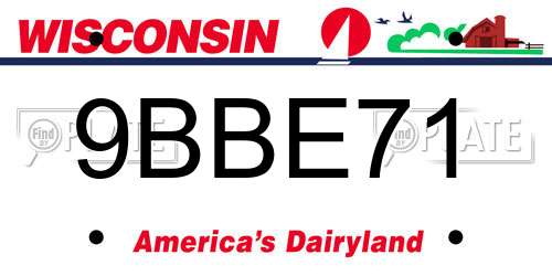 9BBE71 Wisconsin License Plate