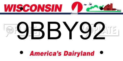 9BBY92 Wisconsin License Plate