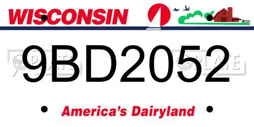 9BD2052 Wisconsin License Plate