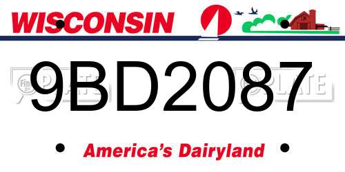 9BD2087 Wisconsin License Plate