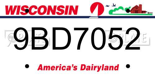 9BD7052 Wisconsin License Plate