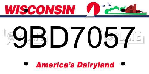 9BD7057 Wisconsin License Plate