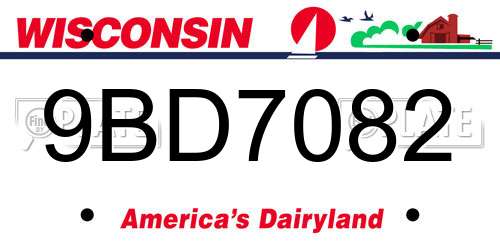 9BD7082 Wisconsin License Plate