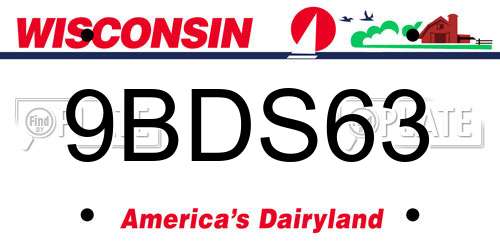 9BDS63 Wisconsin License Plate