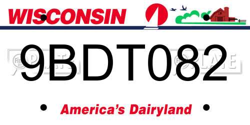 9BDT082 Wisconsin License Plate