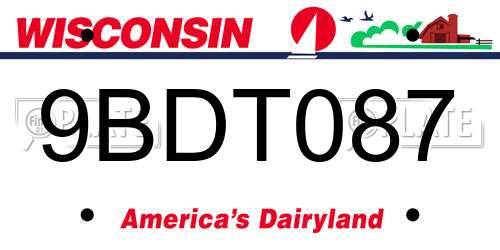 9BDT087 Wisconsin License Plate