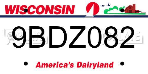 9BDZ082 Wisconsin License Plate