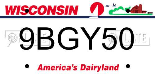 9BGY50 Wisconsin License Plate