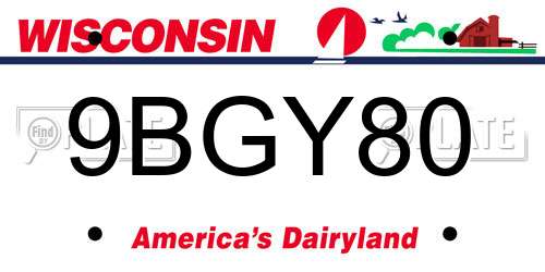 9BGY80 Wisconsin License Plate
