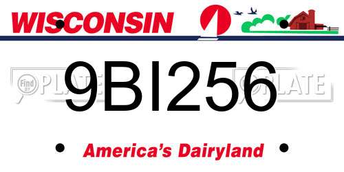 9BI256 Wisconsin License Plate