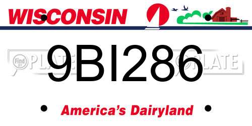 9BI286 Wisconsin License Plate