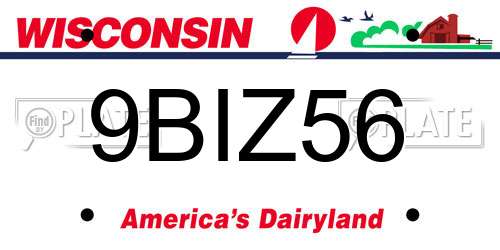 9BIZ56 Wisconsin License Plate