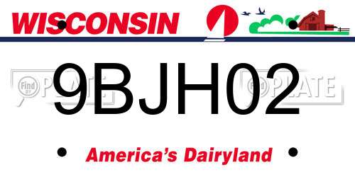 9BJH02 Wisconsin License Plate