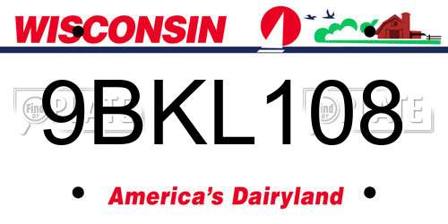 9BKL108 Wisconsin License Plate