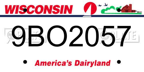 9BO2057 Wisconsin License Plate