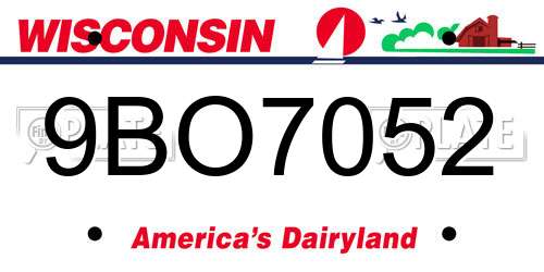 9BO7052 Wisconsin License Plate