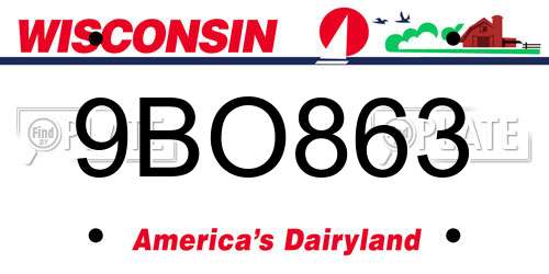 9BO863 Wisconsin License Plate