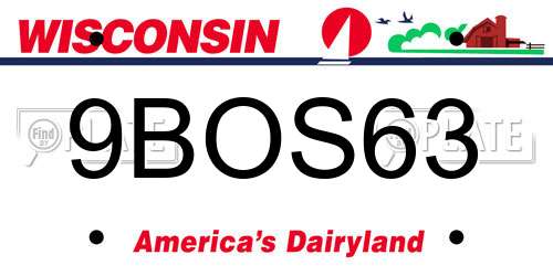 9BOS63 Wisconsin License Plate