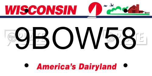 9BOW58 Wisconsin License Plate