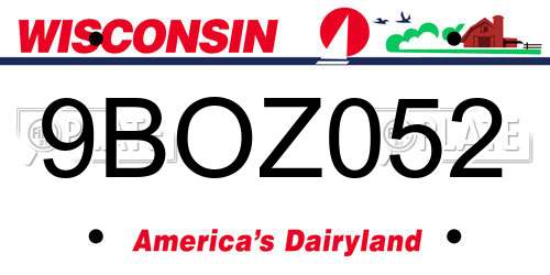 9BOZ052 Wisconsin License Plate