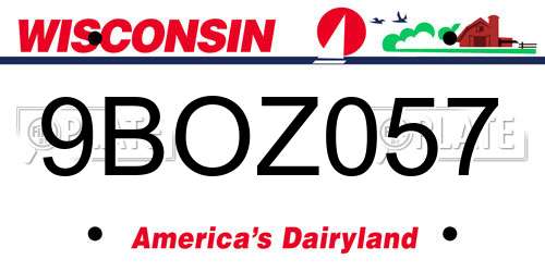 9BOZ057 Wisconsin License Plate