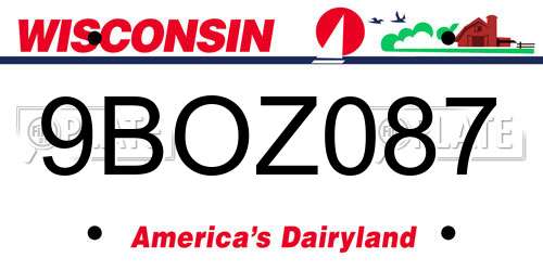 9BOZ087 Wisconsin License Plate