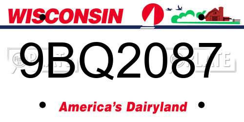 9BQ2087 Wisconsin License Plate