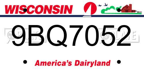 9BQ7052 Wisconsin License Plate