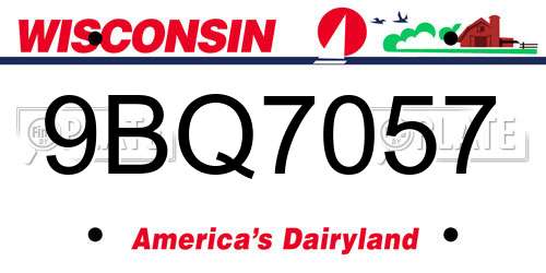9BQ7057 Wisconsin License Plate