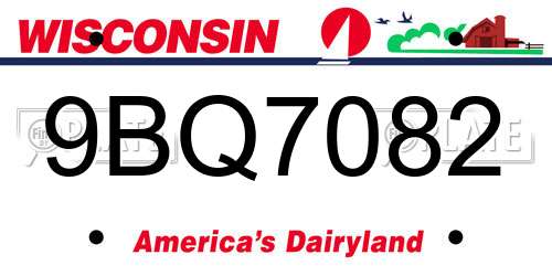9BQ7082 Wisconsin License Plate