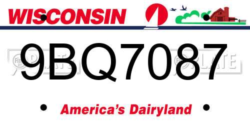 9BQ7087 Wisconsin License Plate