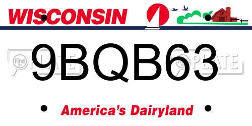 9BQB63 Wisconsin License Plate