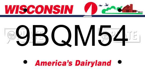 9BQM54 Wisconsin License Plate
