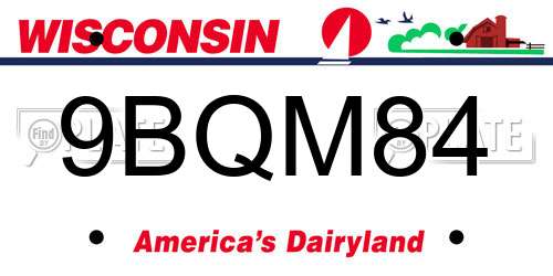 9BQM84 Wisconsin License Plate