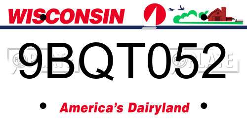 9BQT052 Wisconsin License Plate