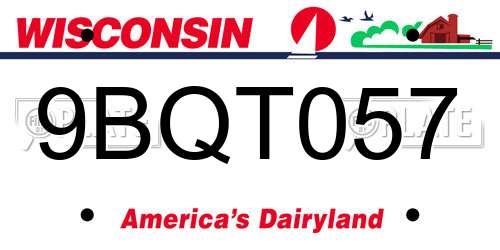 9BQT057 Wisconsin License Plate