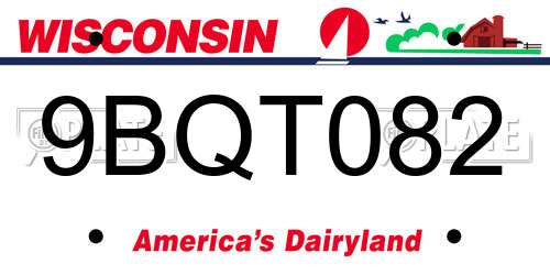 9BQT082 Wisconsin License Plate