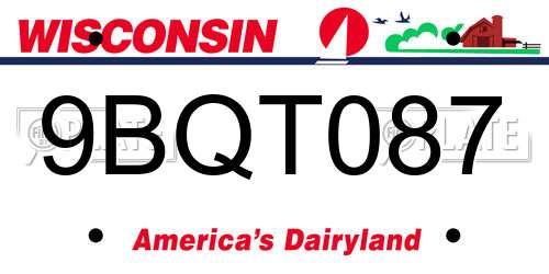 9BQT087 Wisconsin License Plate